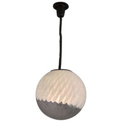 Italian Midcentury Murano Glass Globe Chandelier with Chrome Details, 1970s