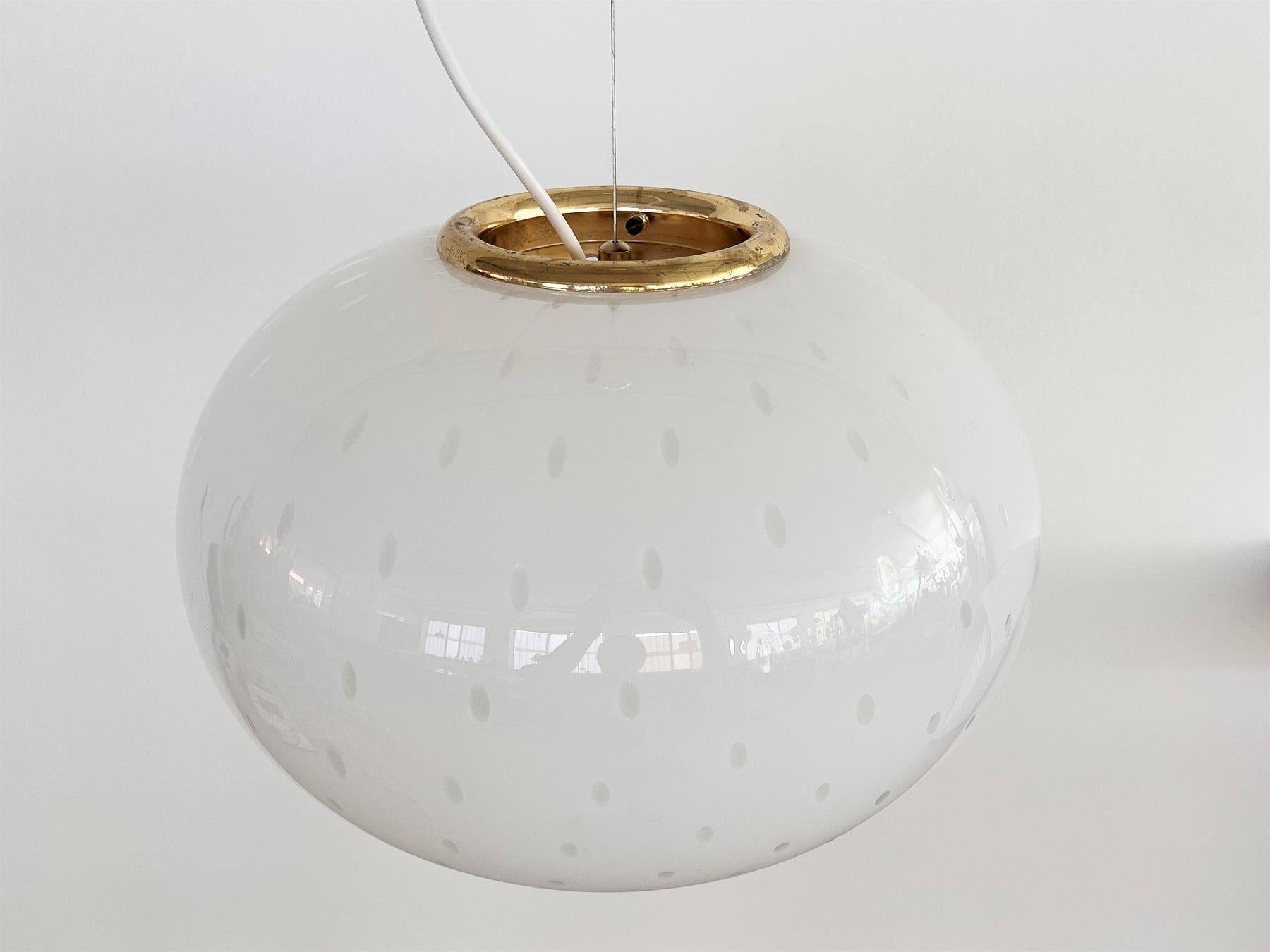 Italian Midcentury Murano Glass Globe Chandelier with Dots and Metal Details 2
