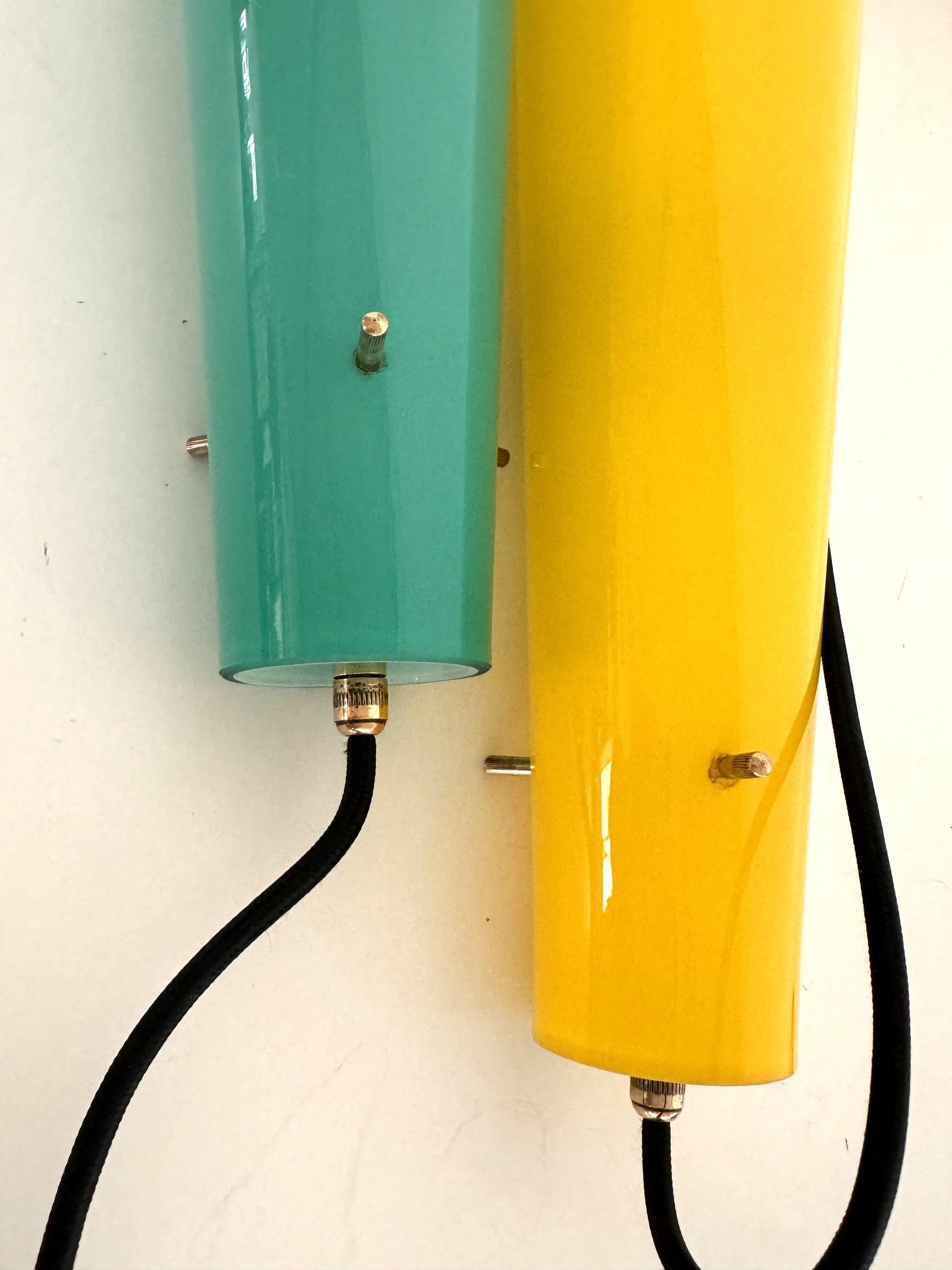 Ciondoli in vetro di Murano del Medioevo in verde e giallo di Vistosi, anni '70 in vendita 3