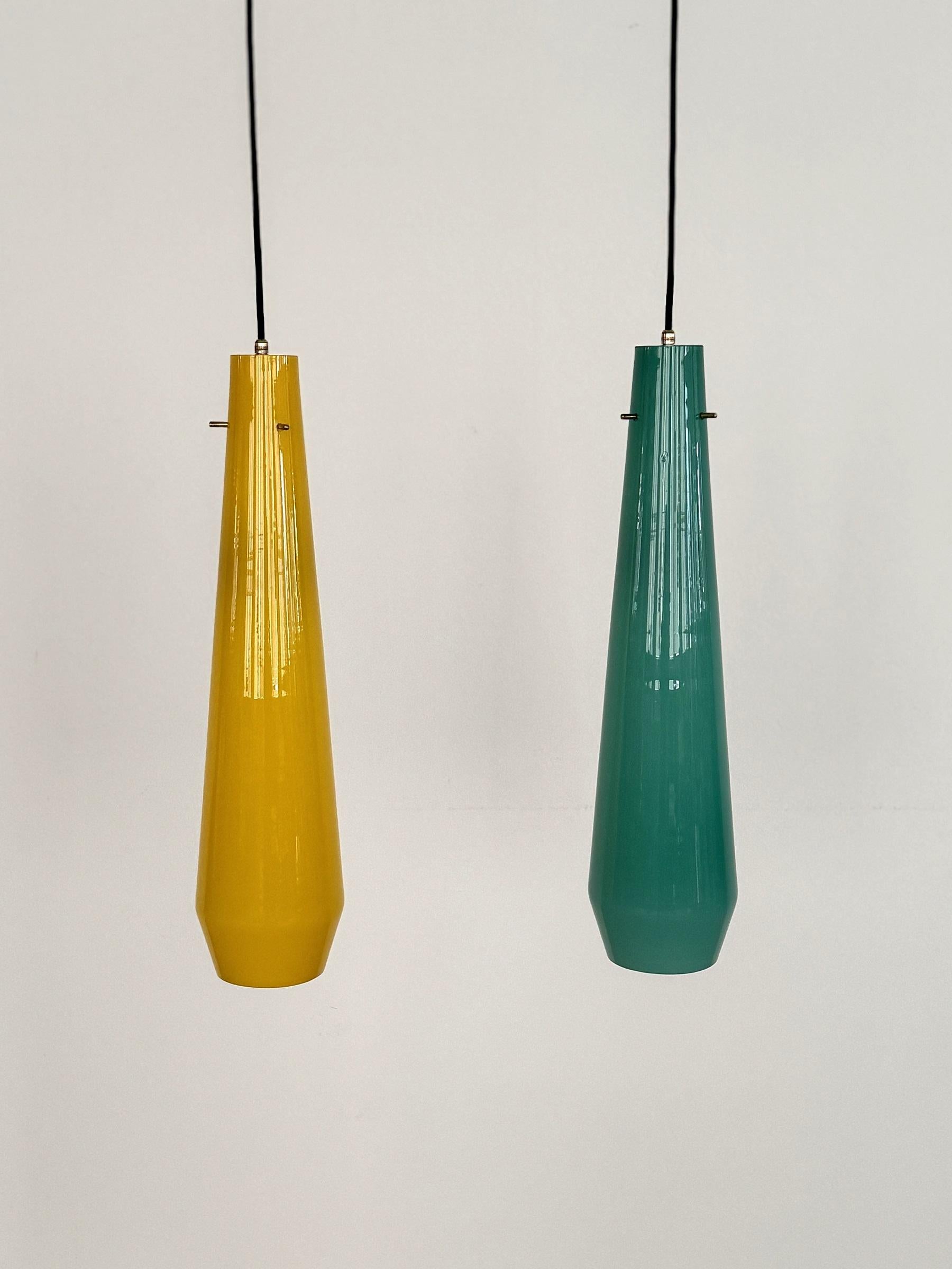Ciondoli in vetro di Murano del Medioevo in verde e giallo di Vistosi, anni '70 in vendita 5