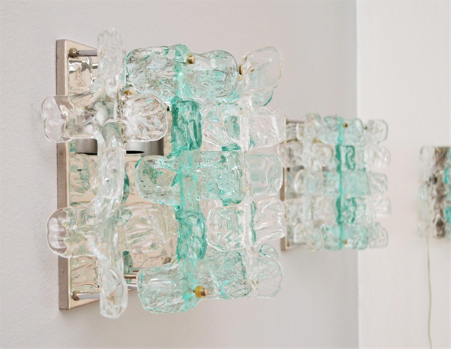 Italian Midcentury Murano Glass Wall Sconces by 0Quattro, 1970s, Set of four 6