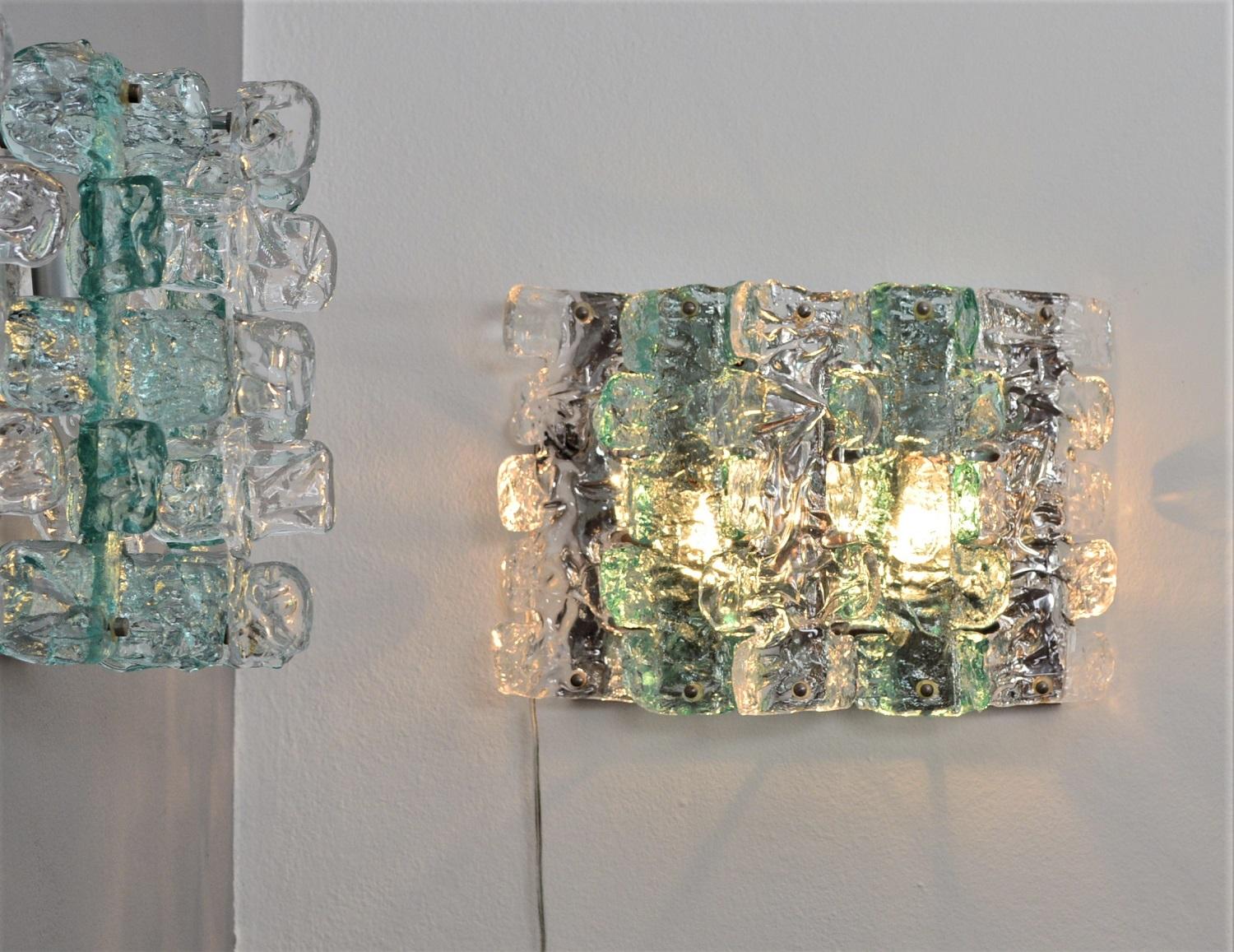 Italian Midcentury Murano Glass Wall Sconces by 0Quattro, 1970s, Set of four 7