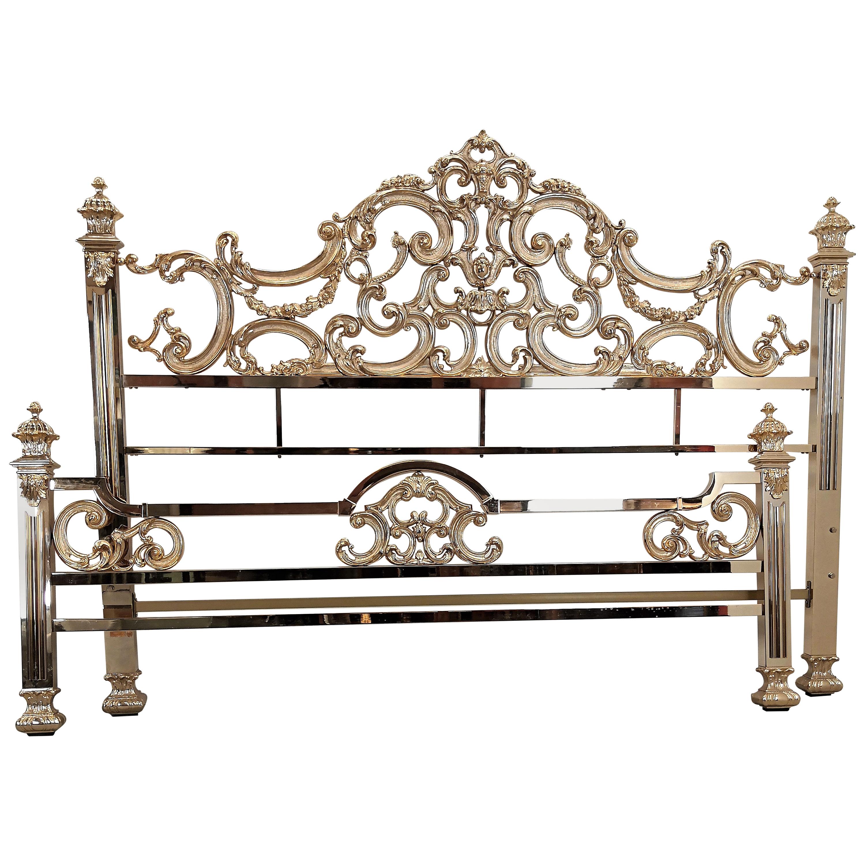 Italian Midcentury Neoclassical Hollywood Regency Brass King Size Bed Frame  For Sale at 1stDibs | brass king bed frame, king size brass bed, hollywood  regency bed frame