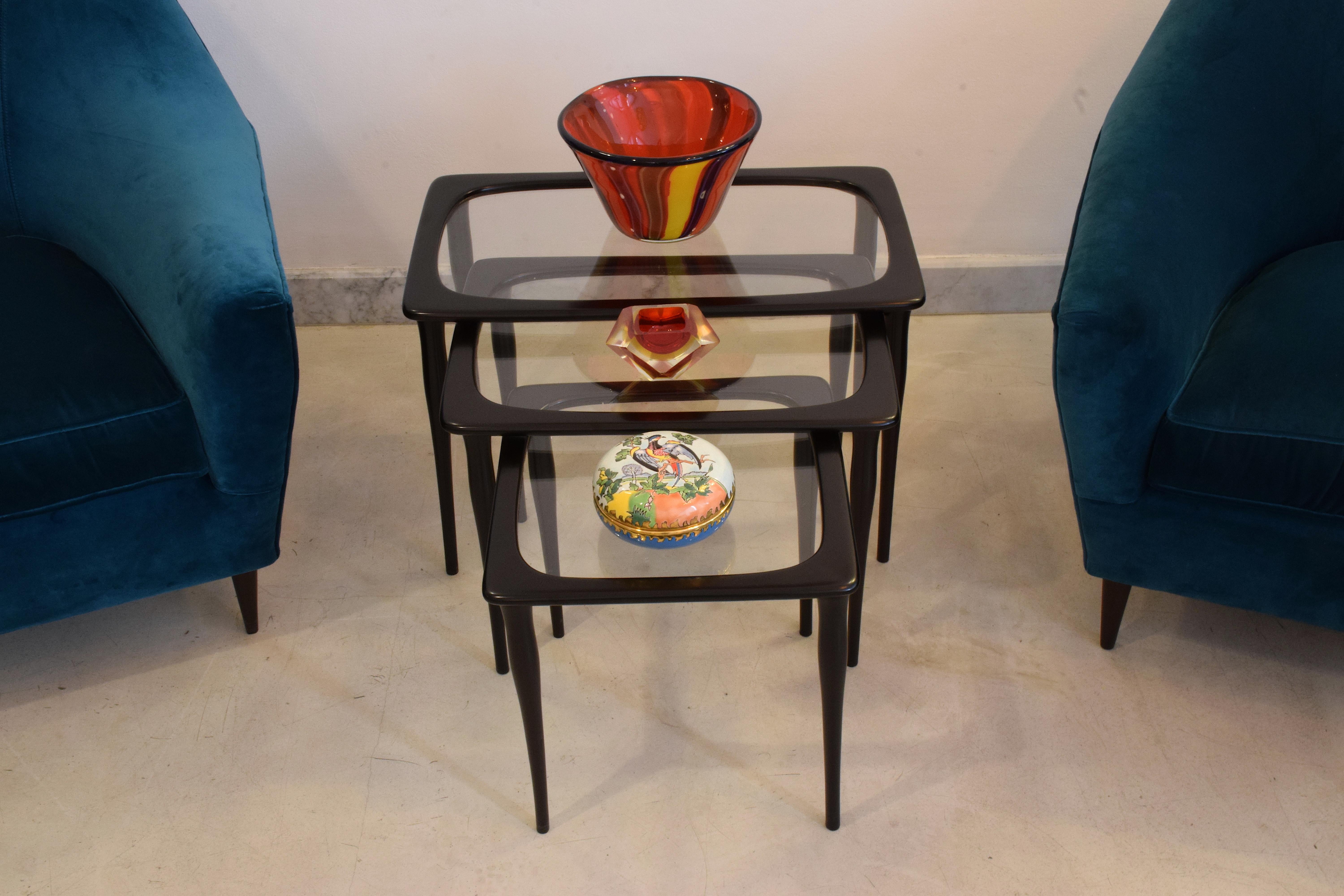 Three Italian Midcentury Nesting Tables by Ico Parisi, 1950s For Sale 2
