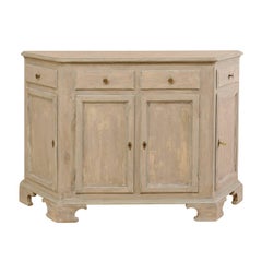 Italian Midcentury Neutral Painted Wood Buffet Cabinet on Bracket Feet