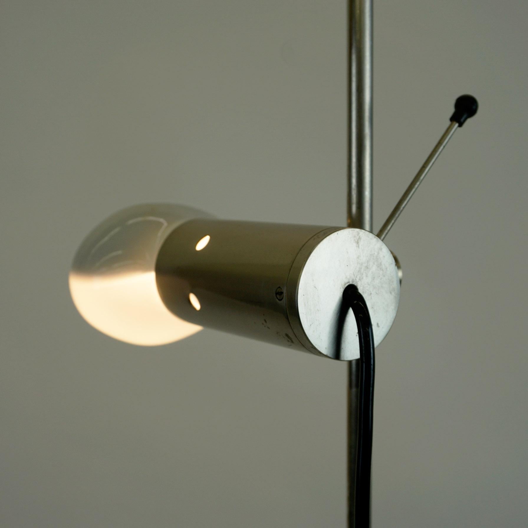 Travertine Italian Midcentury Nickel-Plated Floor Lamp Model 387 by Tito Agnoli for Oluce