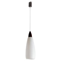 Used Italian Midcentury Nordic Style Pendant in Teak and Milk Glass, 1960s