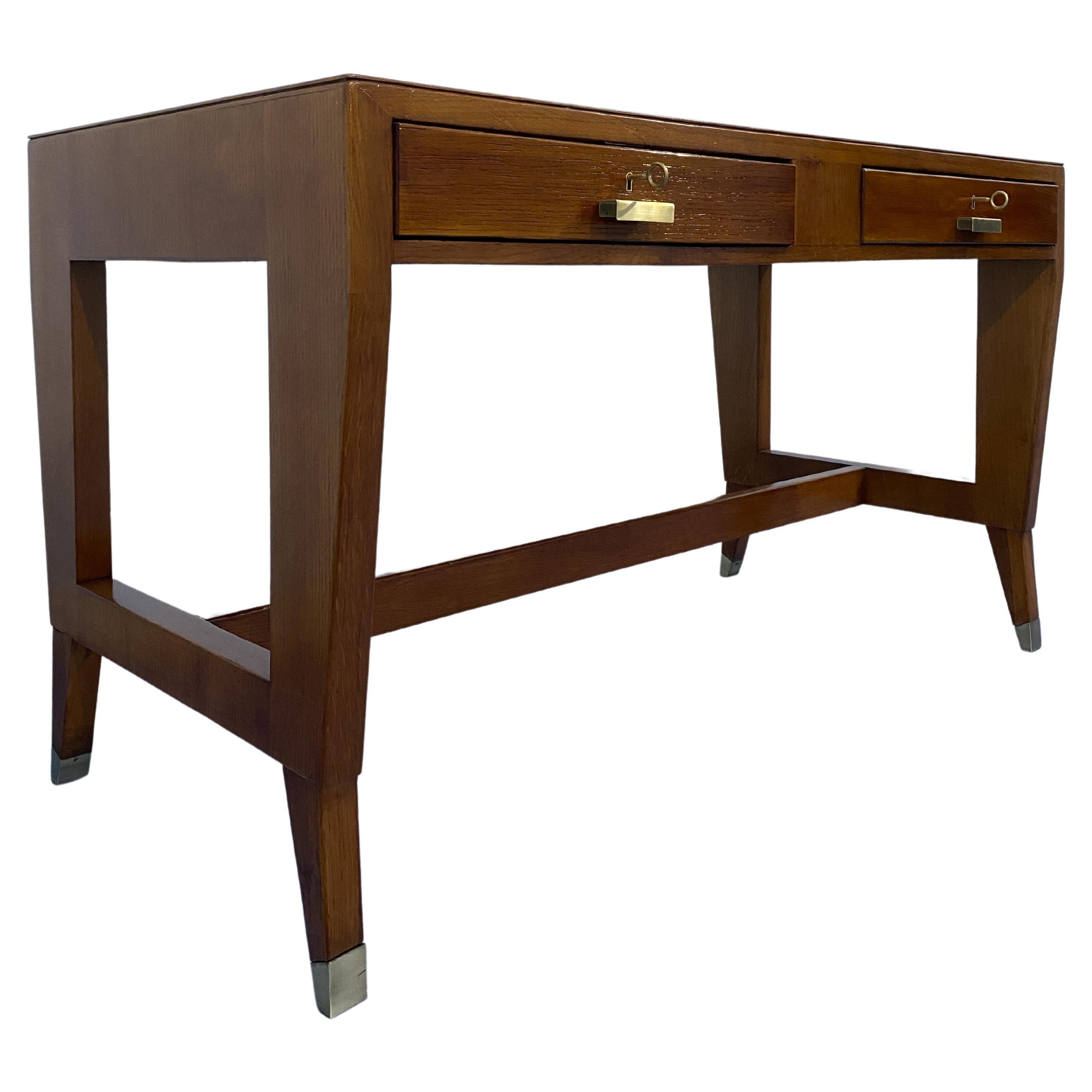 Mid-Century Modern Italian Midcentury Oak Executive Desk Designed by Gio' Ponti in 1950 for BNL