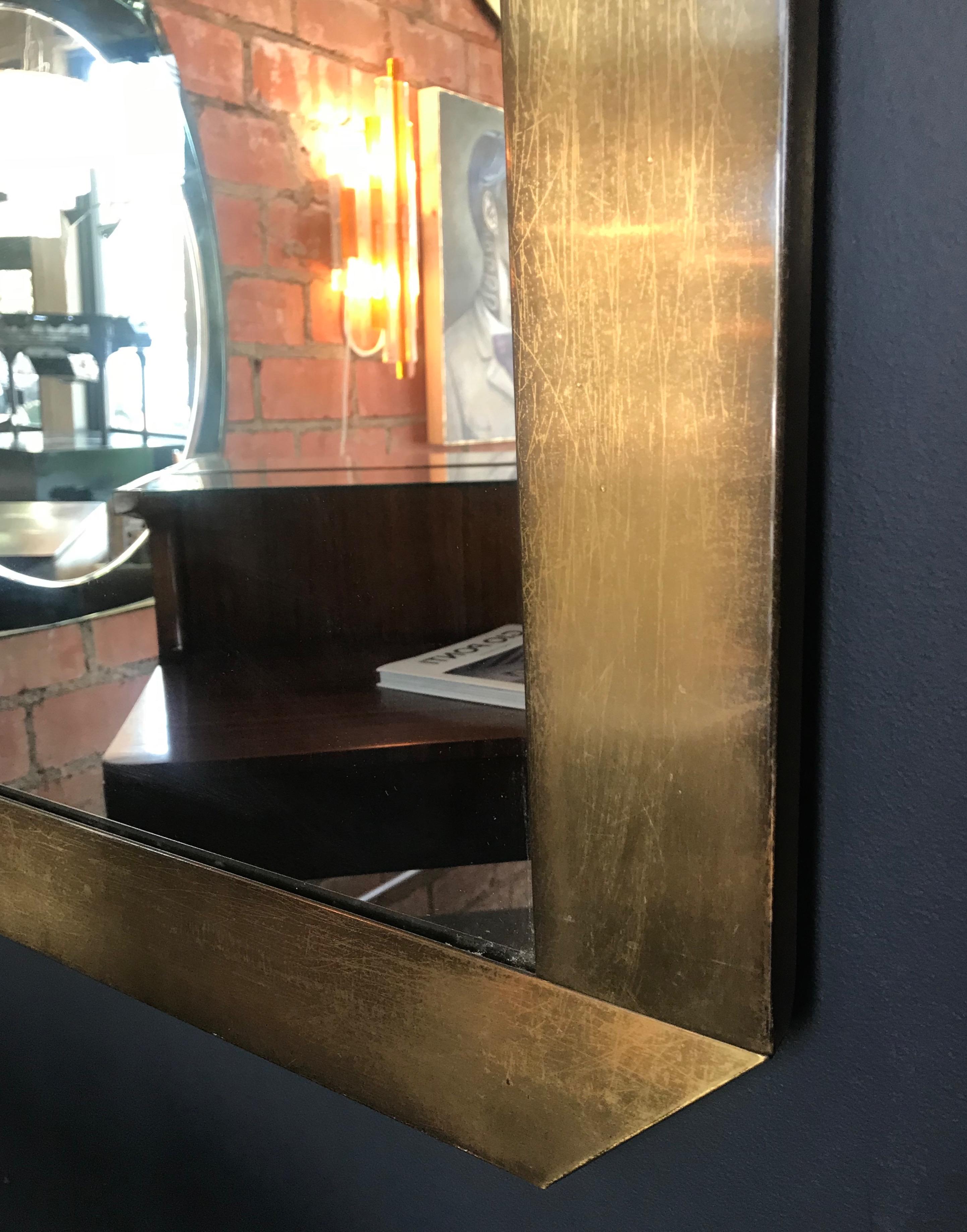 Mid-Century Modern Italian Midcentury Octagonal Bronze Frame Mirror, 1970s