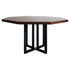 Italian Midcentury Octagonal Dark Wood Dining Table or Office Table, 1960s Italian Midcentury Octagonal Dark Wood Dining Table or Office Table, 1960s