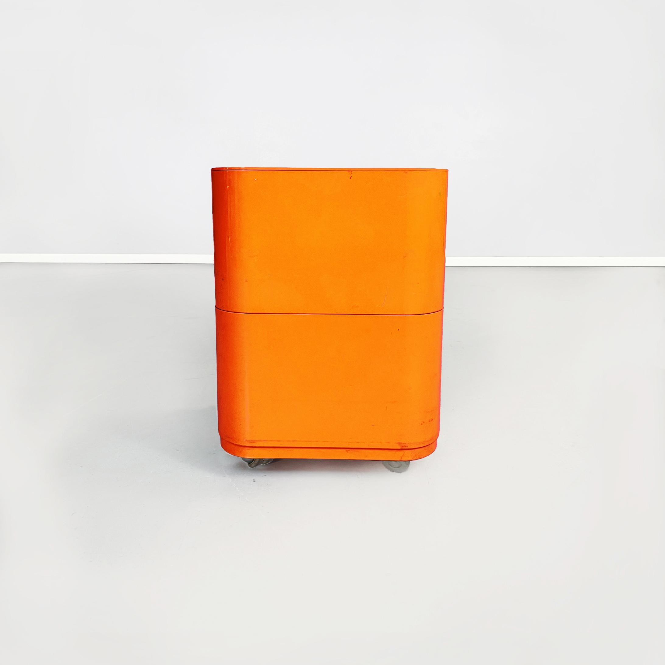Mid-Century Modern Italian Midcentury Orange Plastic Chest of Drawers by Castelli for Kartell, 1970