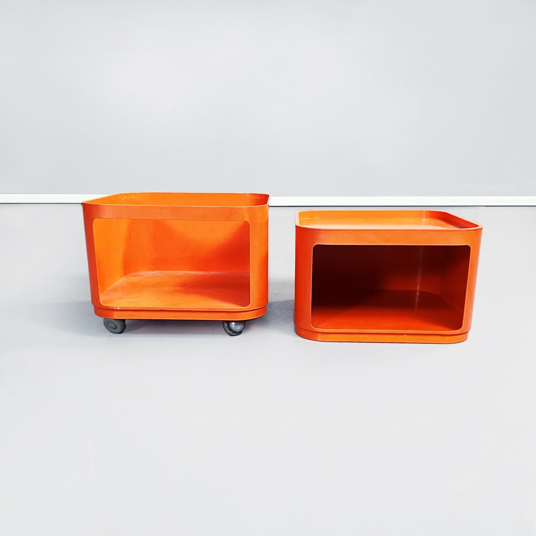 Late 20th Century Italian Midcentury Orange Plastic Chest of Drawers by Castelli for Kartell, 1970