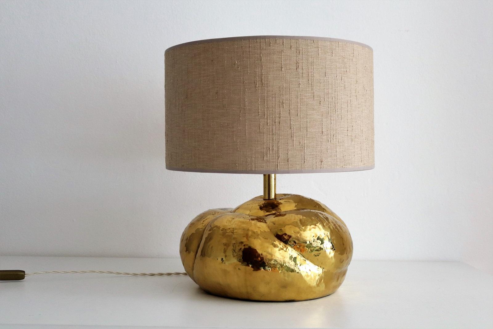 Lampe de table italienne en laiton organique en forme de citrouille:: 1950s Bon état à Morazzone, Varese