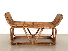 Italian Midcentury Organic Rattan Bamboo Bench or Shelf by Tito Agnoli, 1970s