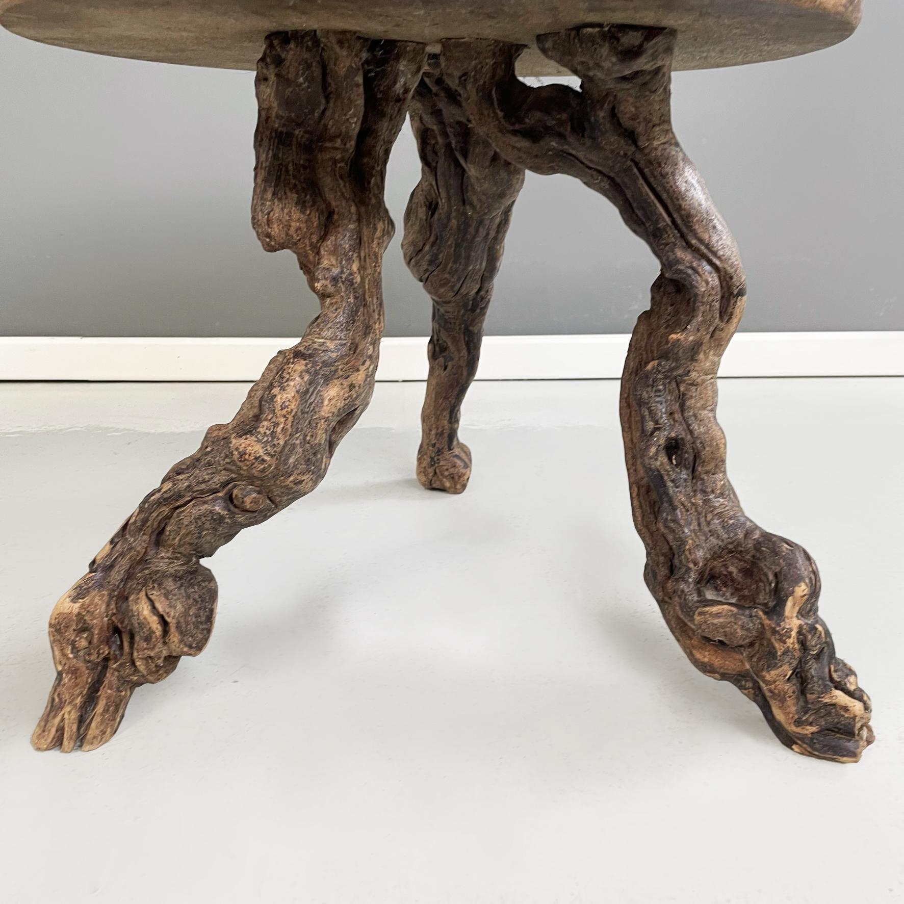 Italian midcentury organic Rustic round coffee table in wood and branches, 1950s For Sale 4