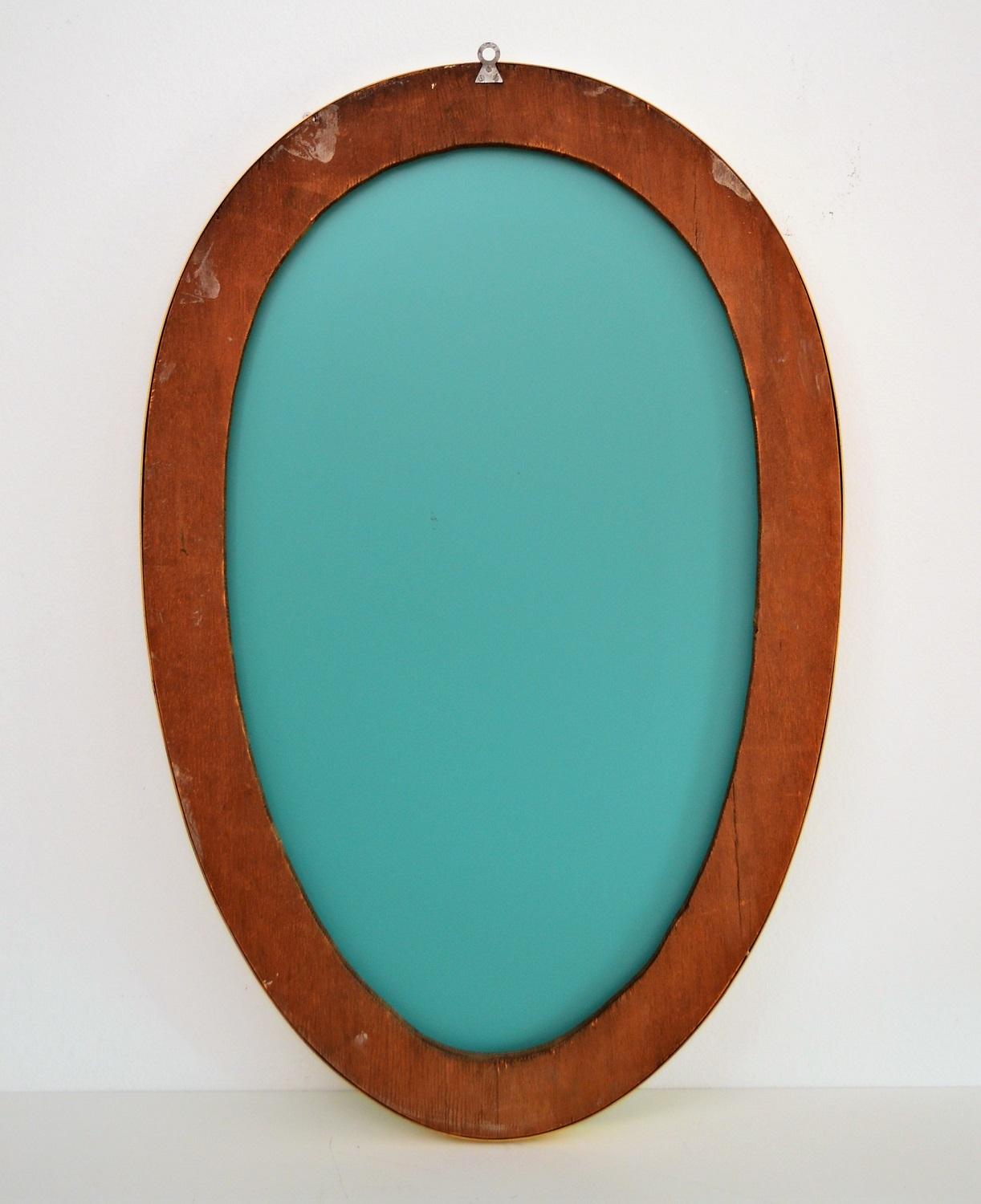 Italian Midcentury Oval Brass Wall Mirror, 1950s 8