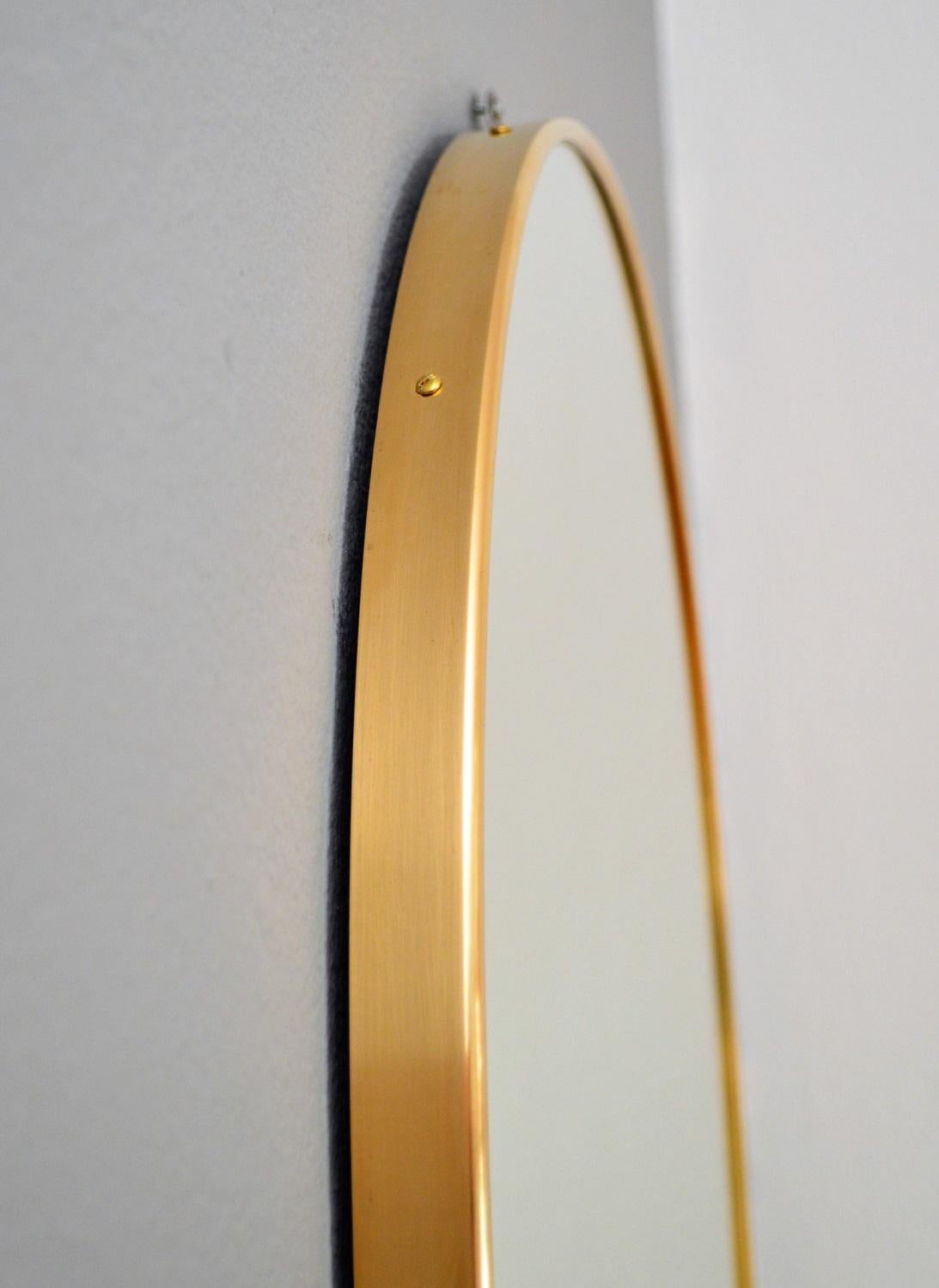 Italian Midcentury Oval Brass Wall Mirror, 1950s 1
