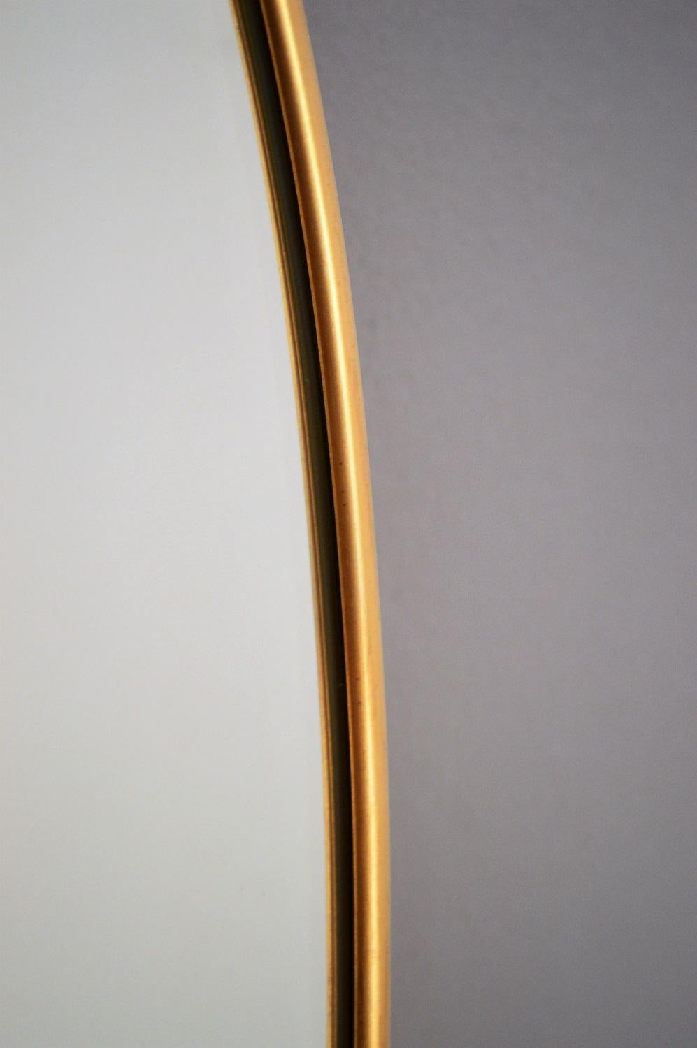 Italian Midcentury Oval Brass Wall Mirror, 1950s 3