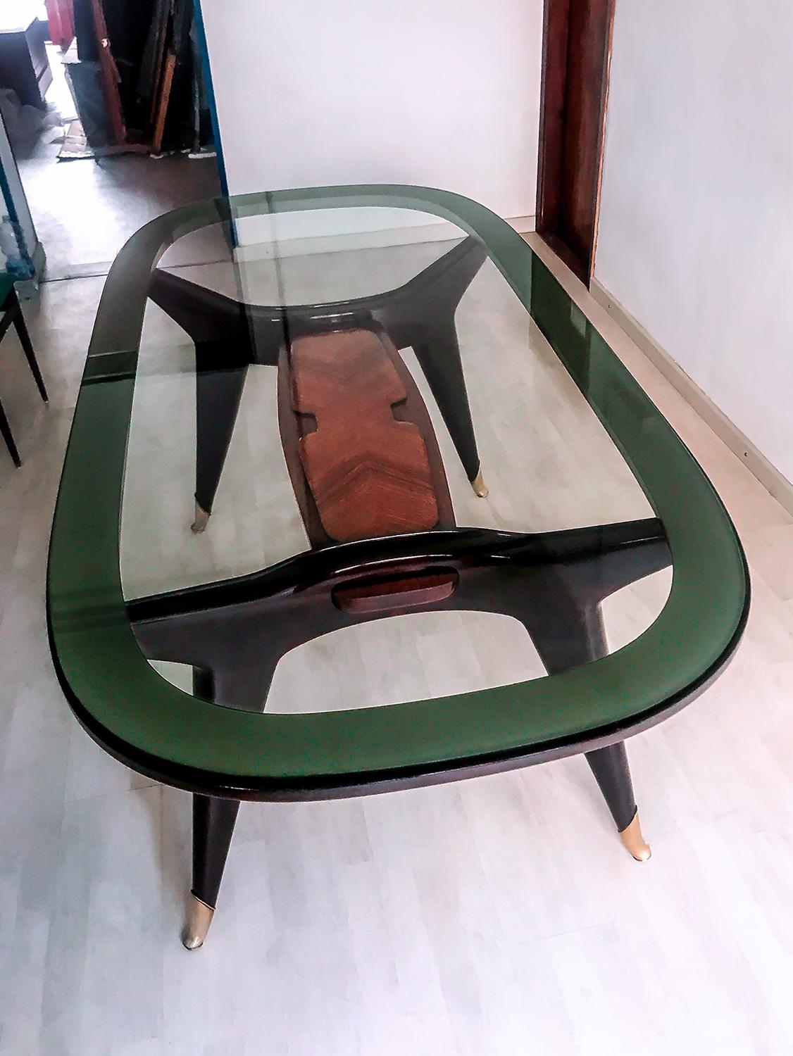 Hand-Painted Italian Midcentury Oval Dining Table by Vittorio Dassi, 1950s