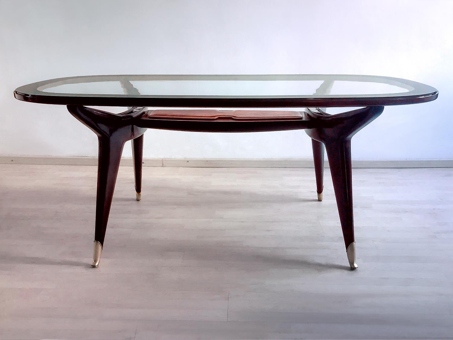 Italian Midcentury Oval Dining Table by Vittorio Dassi, 1950s In Good Condition In Traversetolo, IT