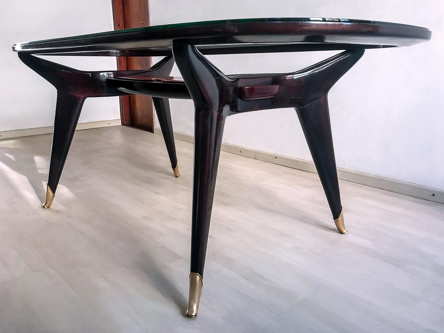 Brass Italian Midcentury Oval Dining Table by Vittorio Dassi, 1950s