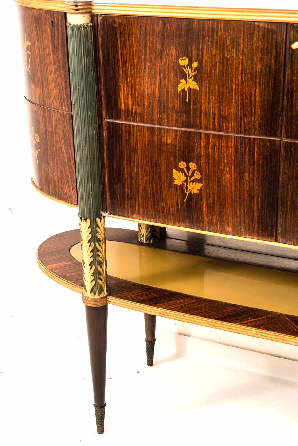 Mid-Century Modern Italian Midcentury Oval Shaped Rare Bar Cabinet or Sideboard by Pierluigi Colli