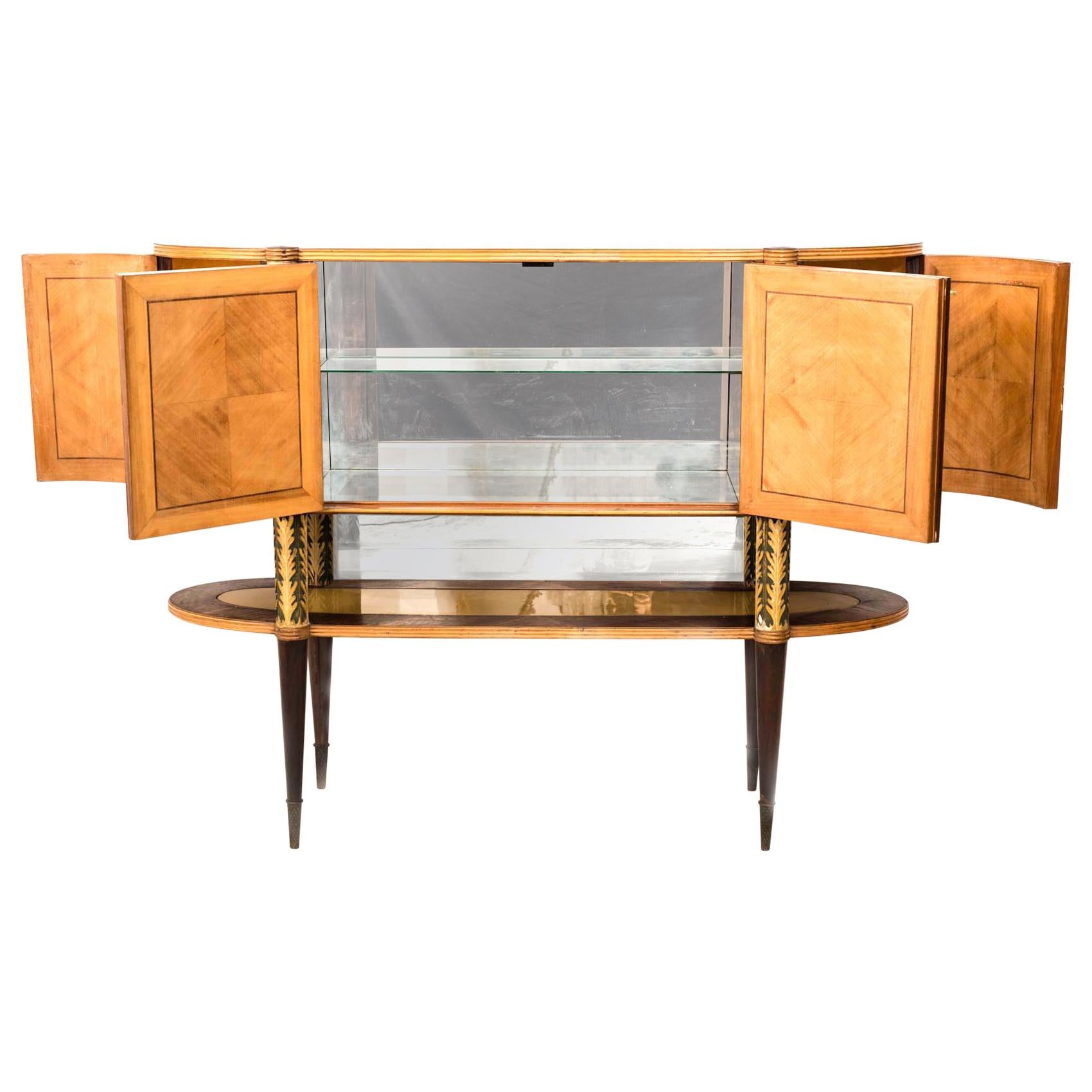 Italian Midcentury Oval Shaped Rare Bar Cabinet or Sideboard by Pierluigi Colli