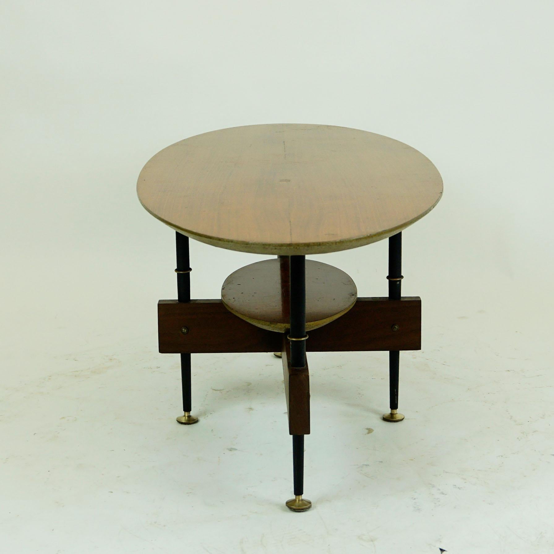 Metal Italian Midcentury Oval Teak Coffee or Cocktail Table