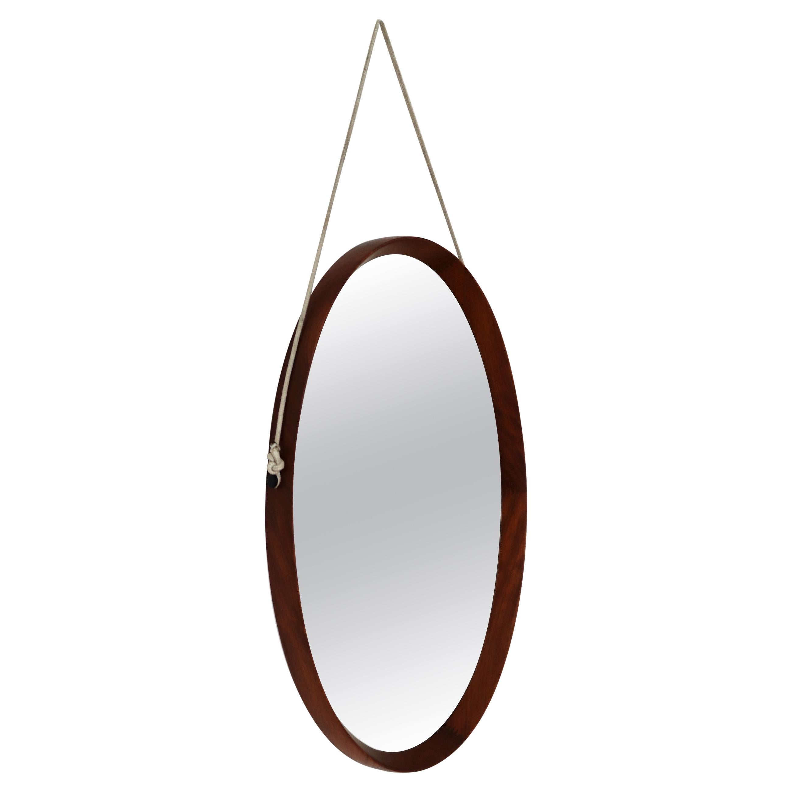 Italian Midcentury Round Wall Mirror In Teak 1960s For Sale At 1stdibs 