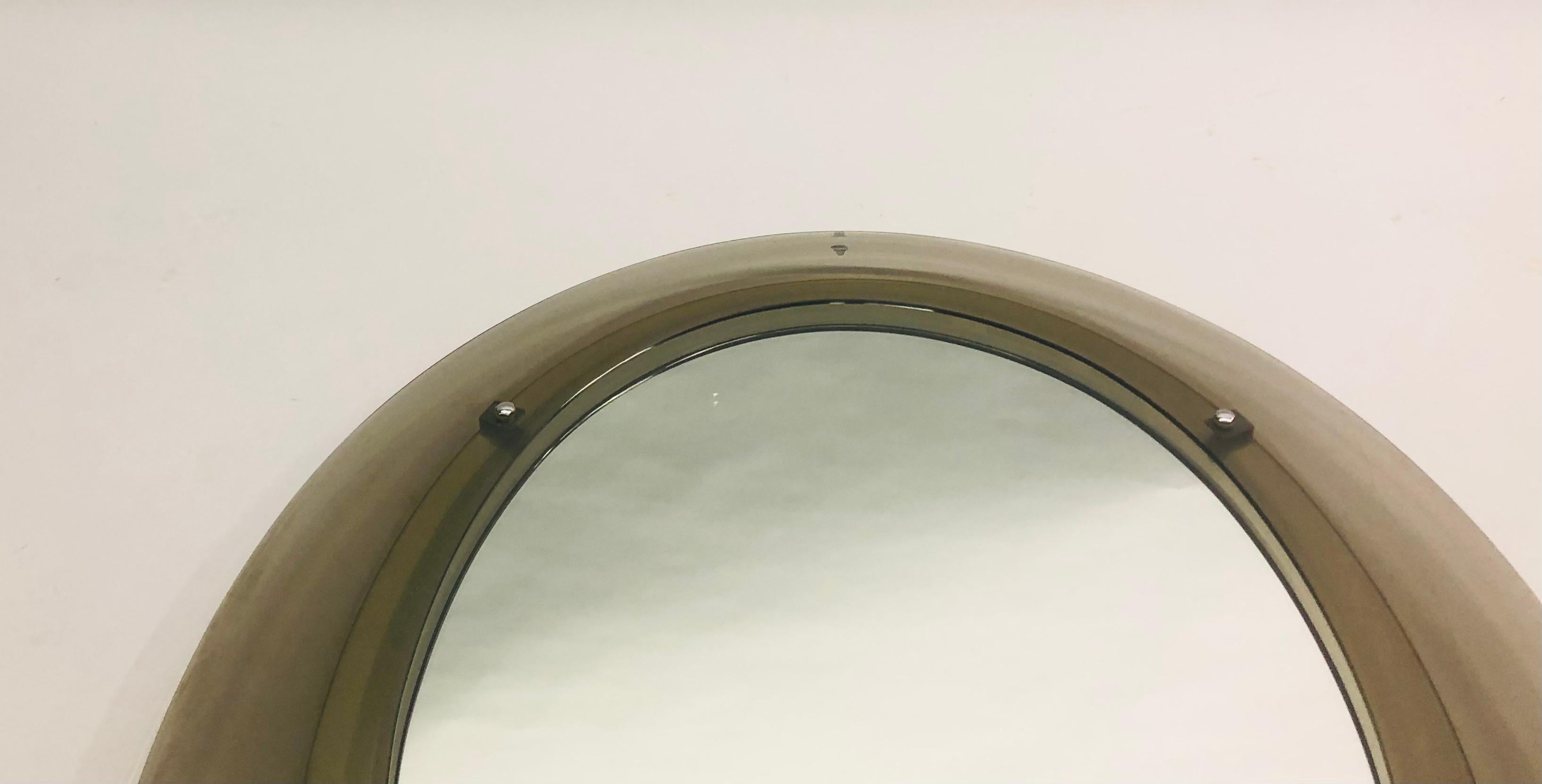 Italian Midcentury Ovoid Gray Glass Mirror, Attr. Max Ingrand for Fontana Arte 3