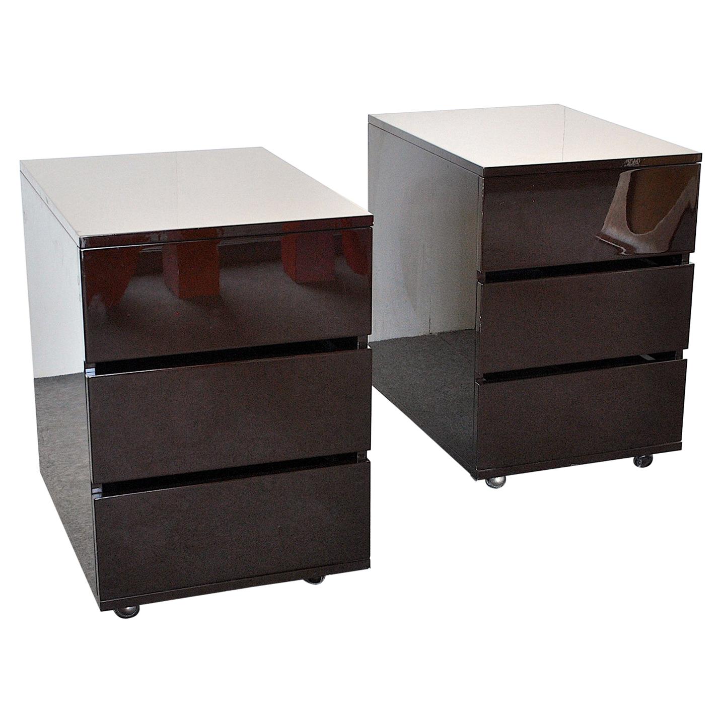 Italian Midcentury Pair of 80's Lacquered Night Stands