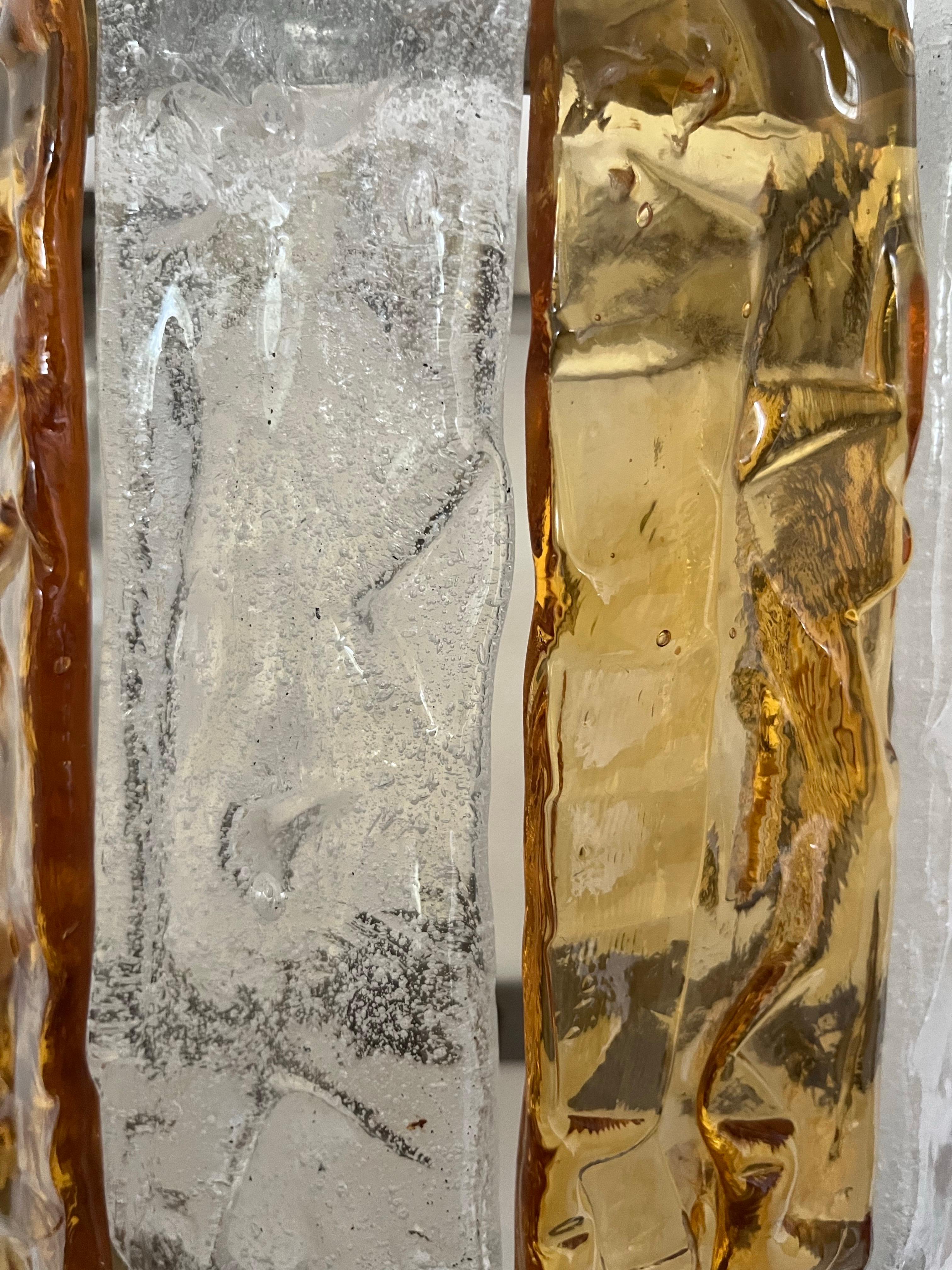 Coppia di lampade da parete in ambra trasparente di Mazzega Murano, anni '70 in vendita 4