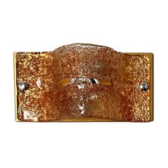 Italian Midcentury Pair of Caramel Murano Glass Wall Sconces by Mazzega, 1970s