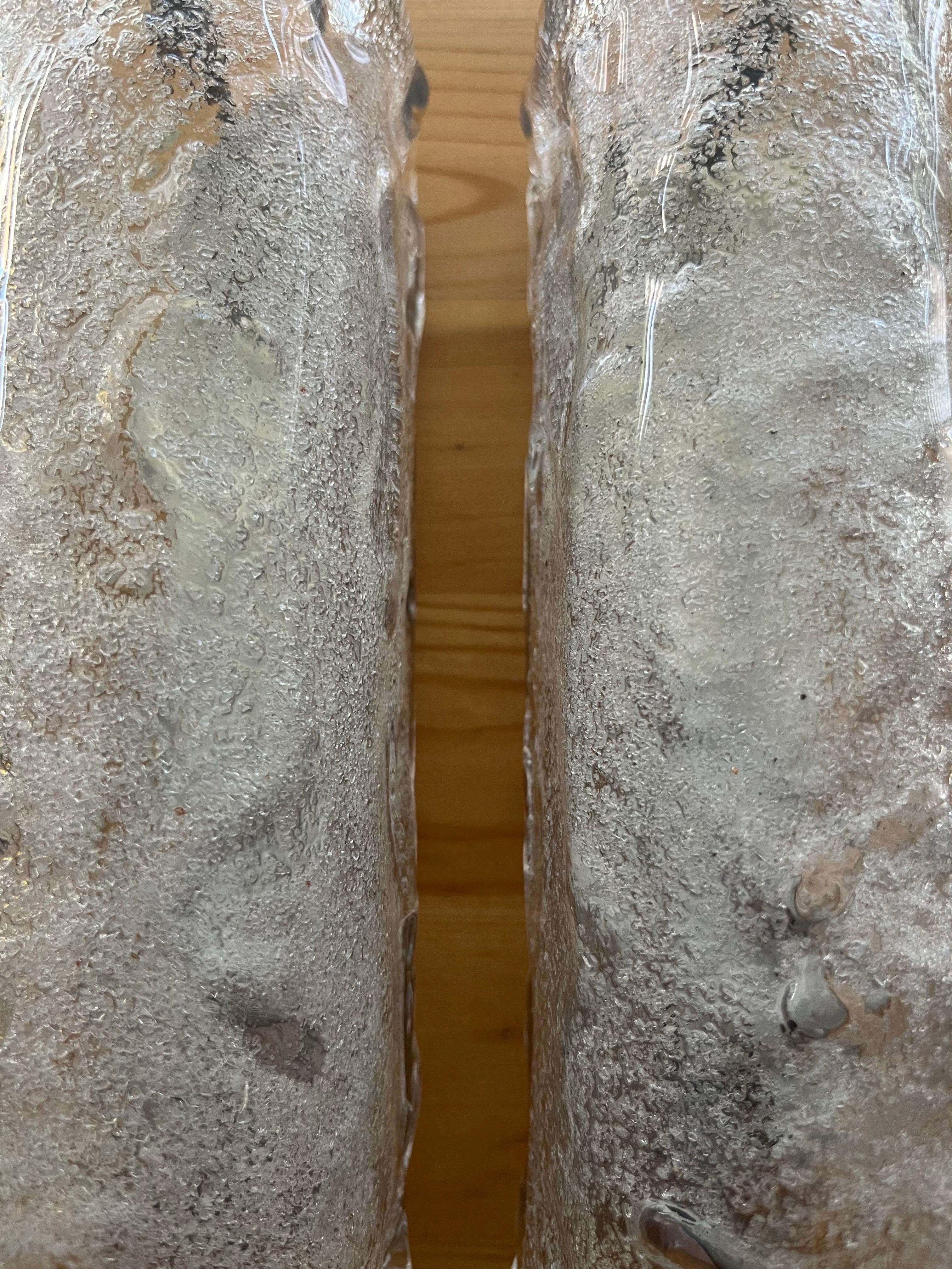 Pareja de apliques de cristal de Murano transparente de mediados de siglo, años 70 Metal en venta