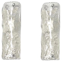 Paar italienische Wandleuchter aus klarem Murano-Eisglas aus der Mitte des Jahrhunderts, 1970er Jahre