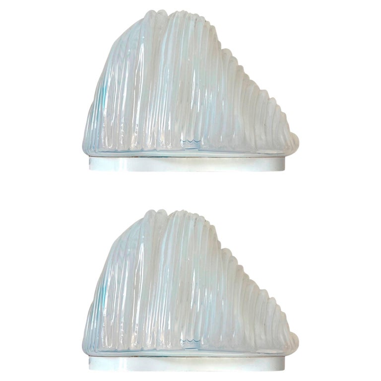 Italian Mid-Century Pair of "Iceberg" Murano Table Lamps by Carlo Nason, 1970s For Sale