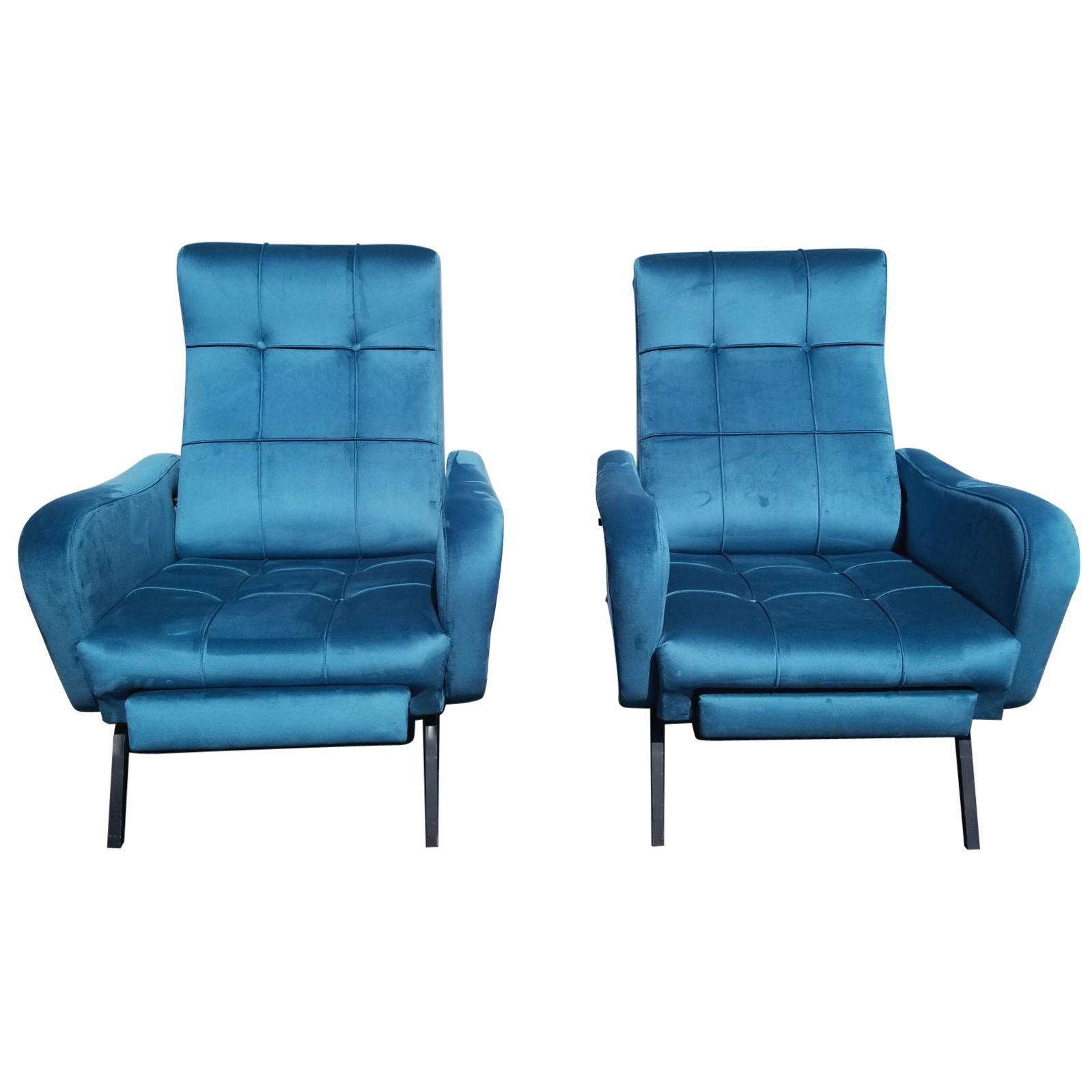 Italian Midcentury pair of Reclining Chairs For Sale