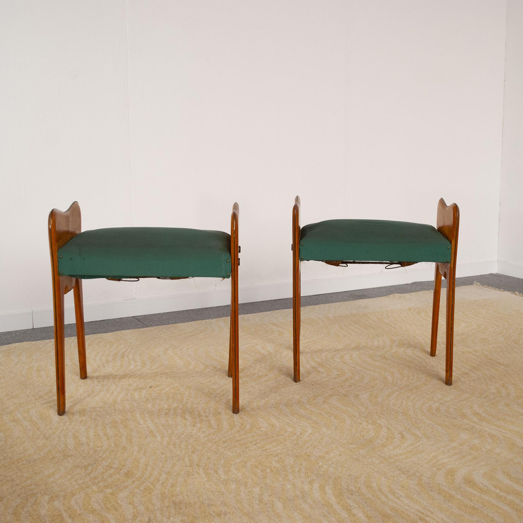Pair of benches in light wood with brass edge in the Ico Parisi style, prod. Italian from the 50s.

 