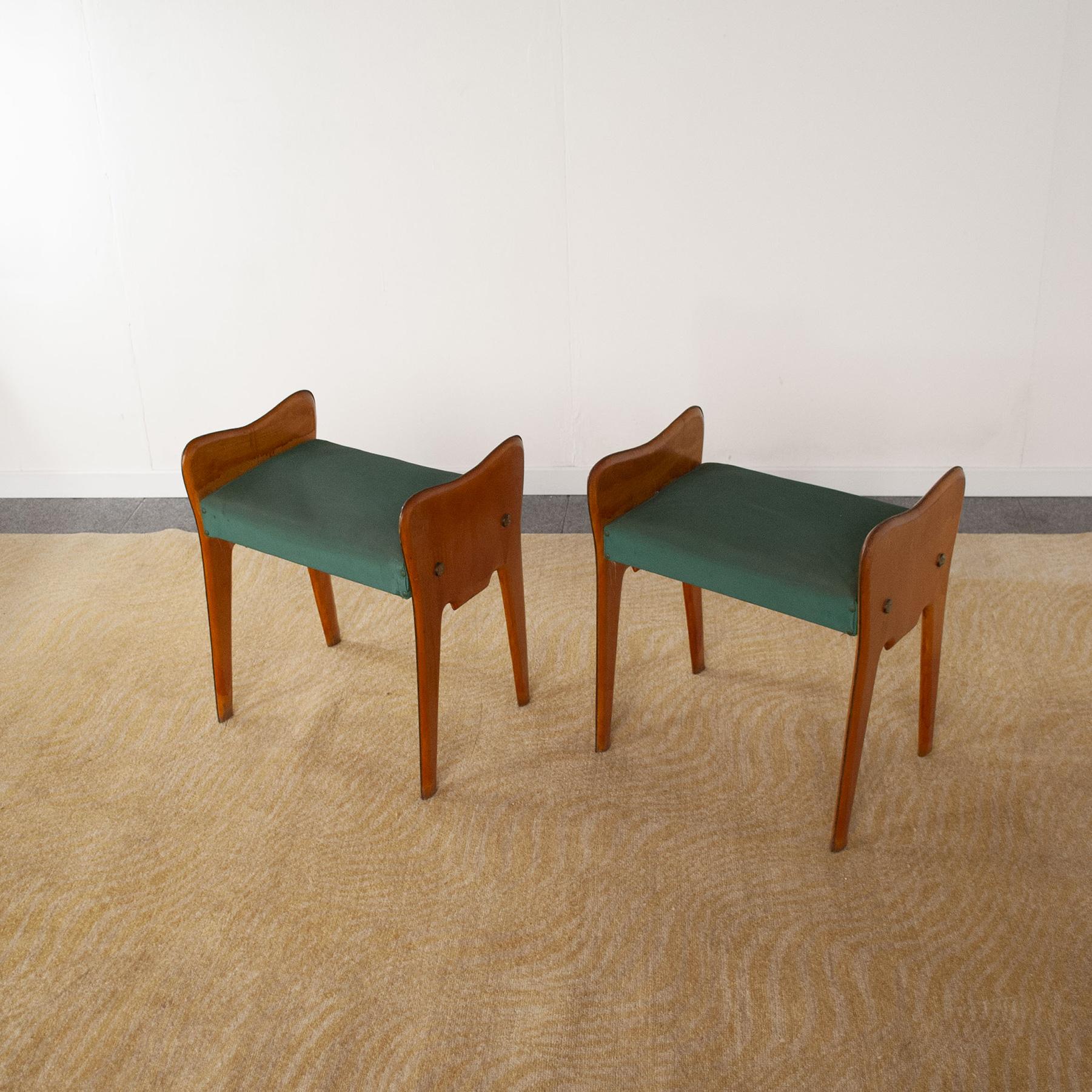 Italian Mid-Century Pair of Wooden Benches from the 1950s In Good Condition For Sale In bari, IT