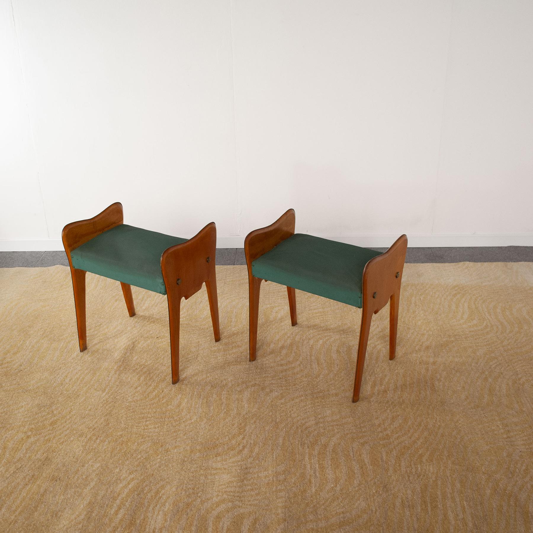 Mid-20th Century Italian Mid-Century Pair of Wooden Benches from the 1950s For Sale