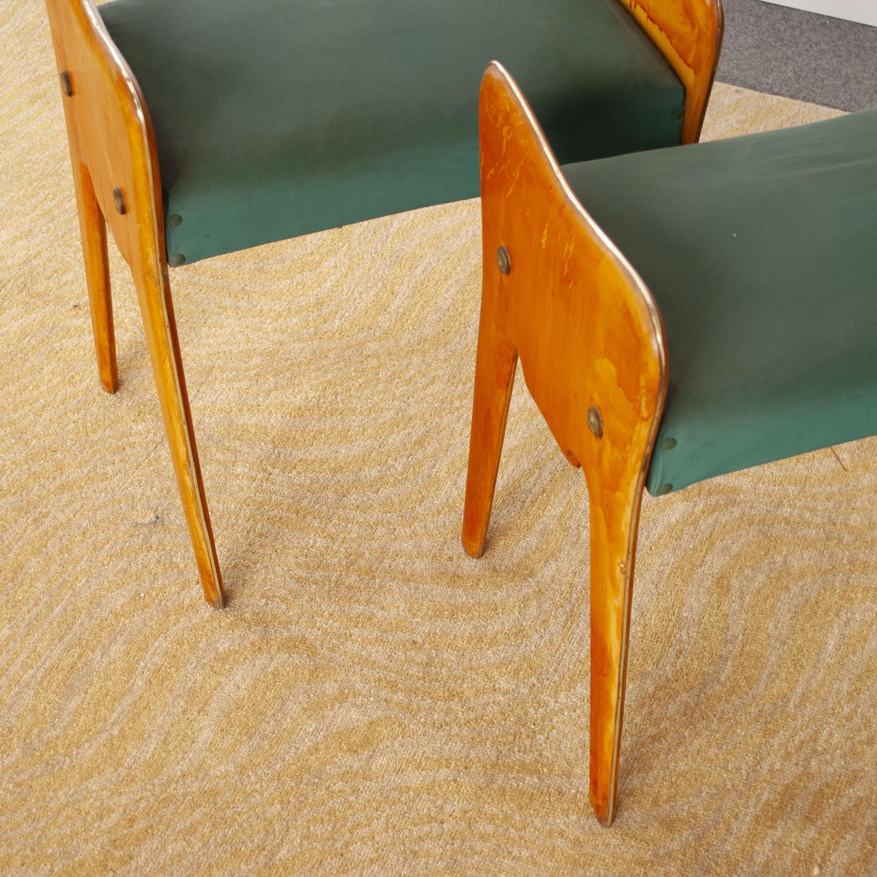 Italian Mid-Century Pair of Wooden Benches from the 1950s For Sale 2
