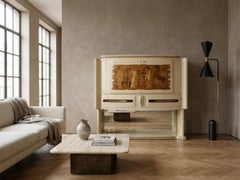 Italian Midcentury Parchement Sideboard or Cabiner Bar Designed by Dassi, 1950s