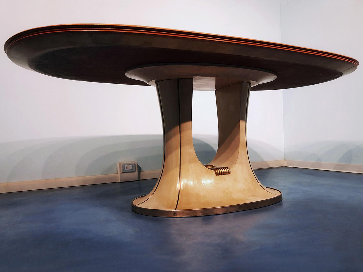 Italian Mid-Century Oval Parchment Dining Table by Vittorio Dassi, 1950s 10