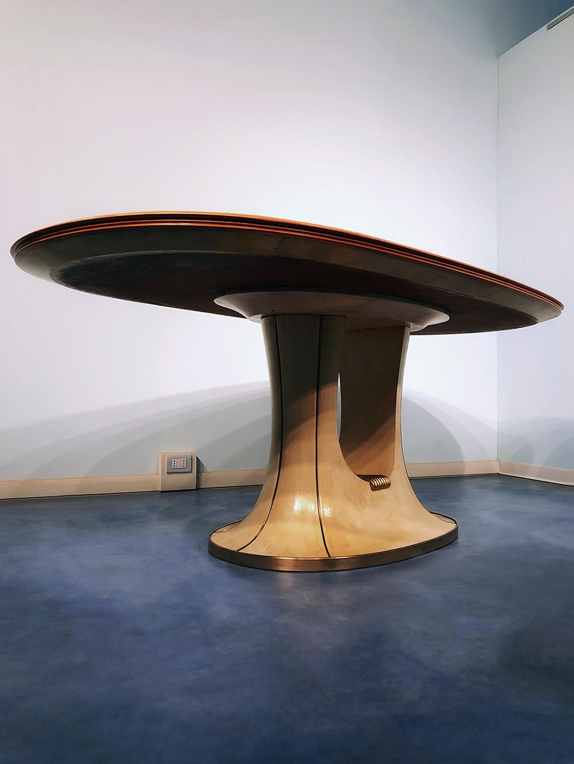 Italian Mid-Century Oval Parchment Dining Table by Vittorio Dassi, 1950s 11