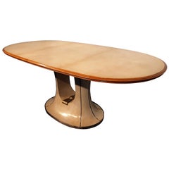 Italian Mid-Century Oval Parchment Dining Table by Vittorio Dassi, 1950s