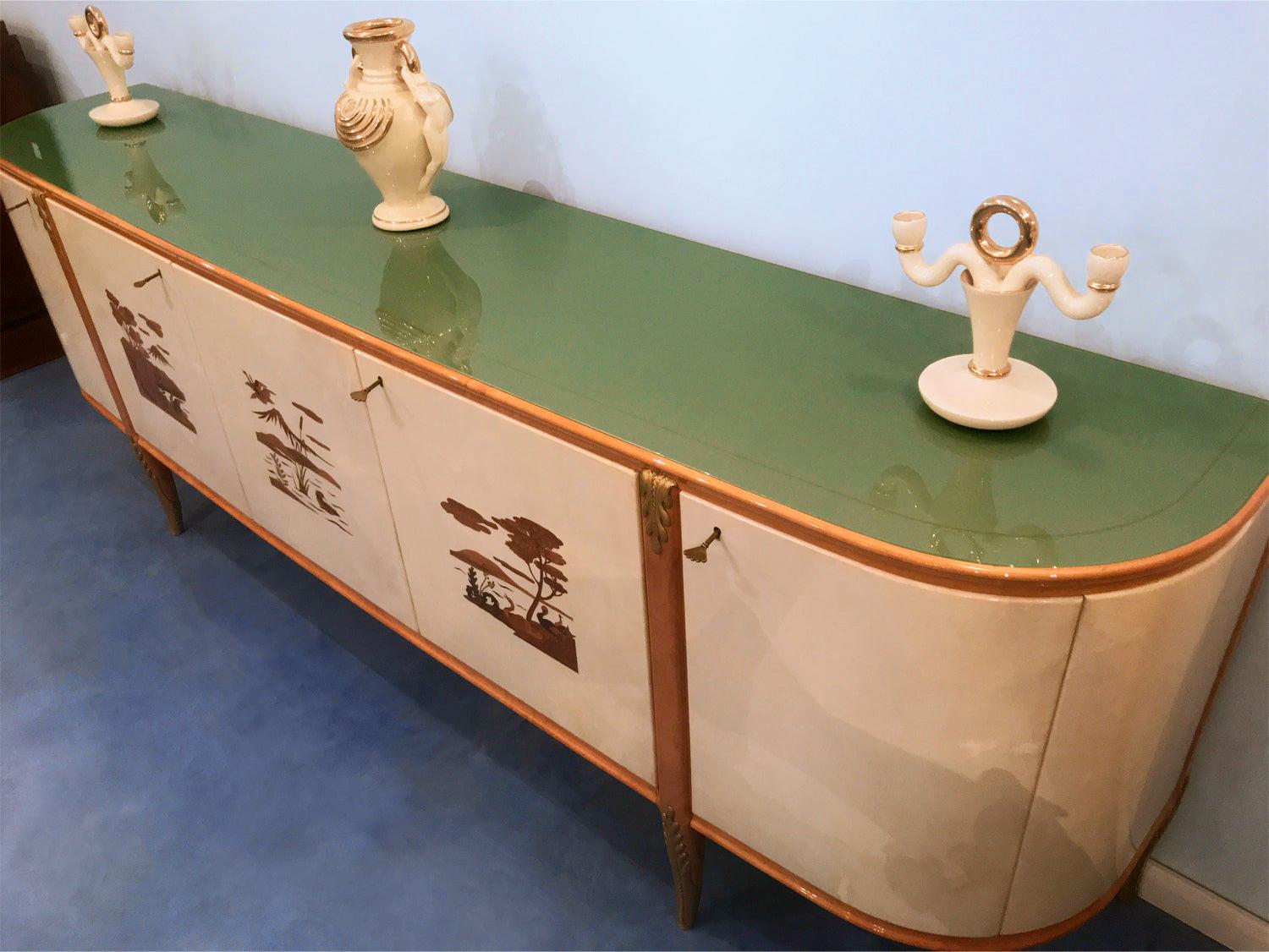 Italian Midcentury Parchment Sideboard by Giovanni Gariboldi, 1950s 5