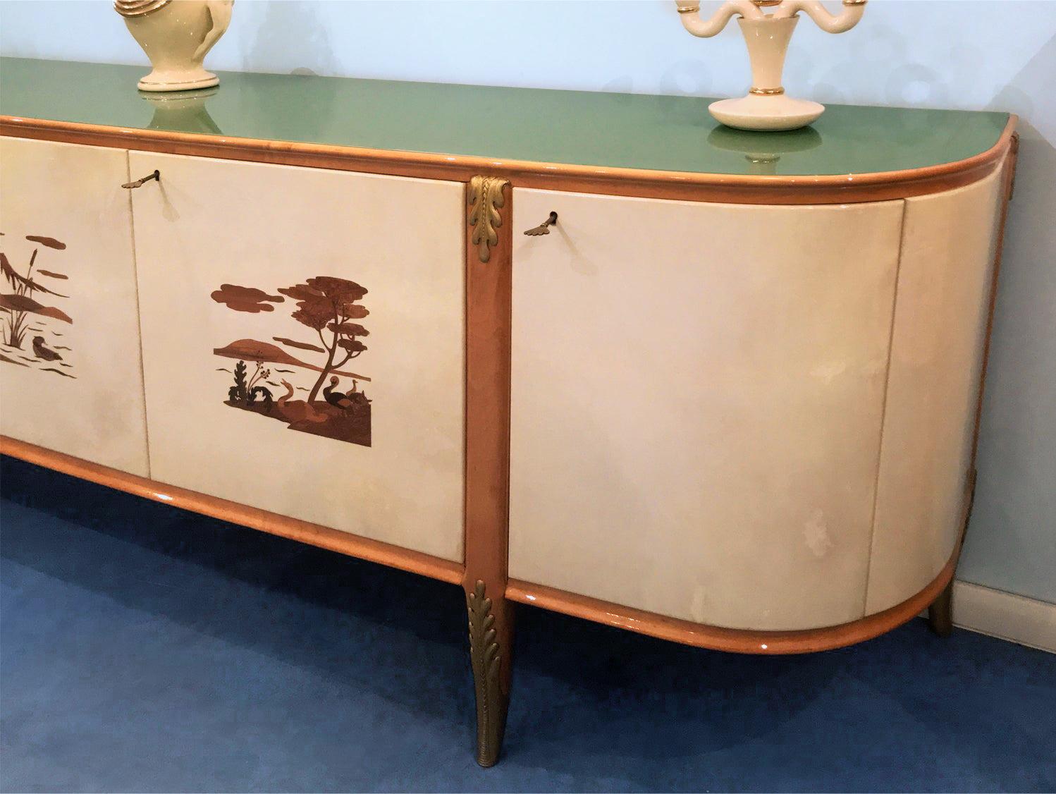 Italian Midcentury Parchment Sideboard by Giovanni Gariboldi, 1950s 6