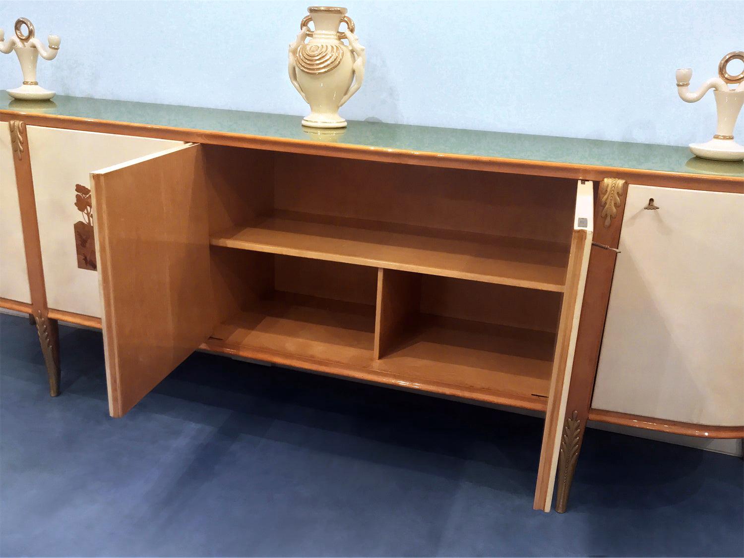 Italian Midcentury Parchment Sideboard by Giovanni Gariboldi, 1950s 11