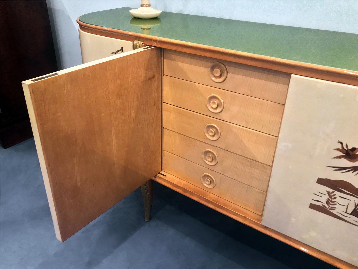 Italian Midcentury Parchment Sideboard by Giovanni Gariboldi, 1950s 12