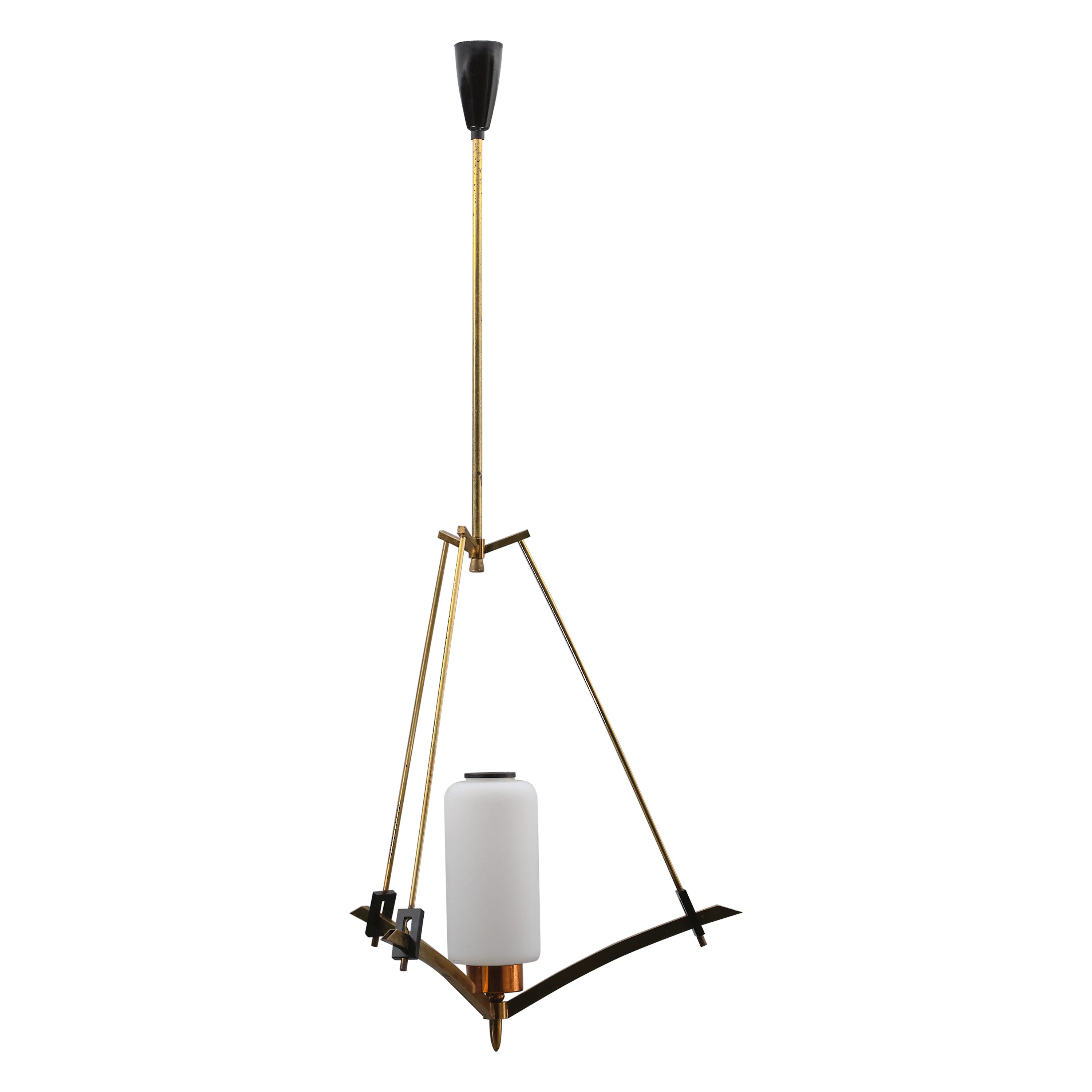 Lampadario a sospensione del Medioevo con vetro opalino, Vintage Lighting